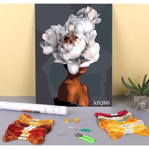 Abstract Beautiful Flower Women Modern Printed 11CT Cross-Stitch DIY Embroidery Patterns DMC Threads Painting Decor