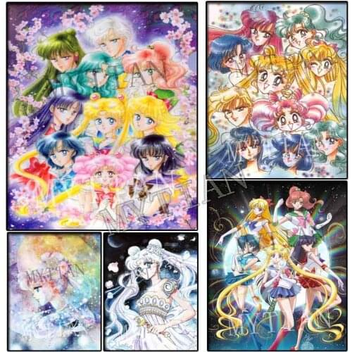 5D Diamond Embroidery Anime Magic Girl DIY Full Square/round Rhinestone Mosaic Diamond Painting Cartoon Cross Stitch Paintings