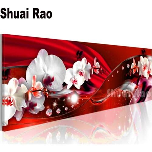 Orchid Red Green Blue Flower Diamond Painting Rhinestone 5D DIY Diamond Embroidery,Cross Stitch set,diamond Mosaic Large Size