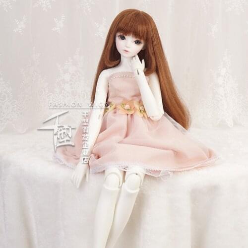 Free Shipping BJD Wig Long Hair Brown Color High Temperature For 1/3 1/6 1/4 BJD Dolls For Girl Doll Accessories