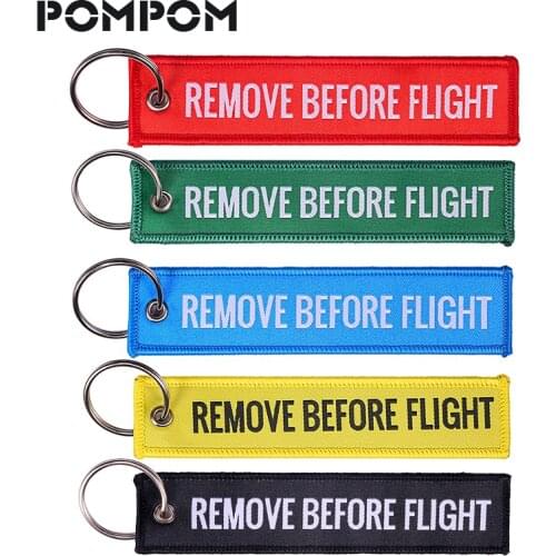 Remove Before Flight Jacqurad Woven Keychain for Aviation Gifts Fabric Key Label Custom Keyring Fashion Jewelry sleutelhanger