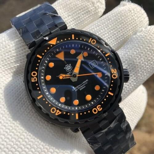 STEELDIVE 62Mas Diver Men Watch,Mens Automatic Watches Mechanical 30Bar Waterproof Wristwatch C3 Luminous Sapphire NH35 Black