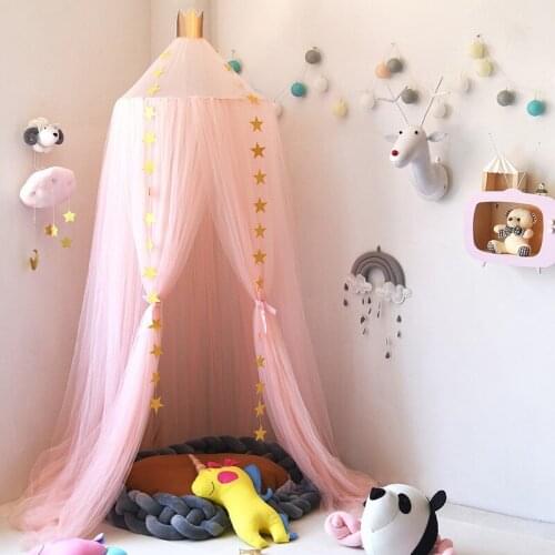 Baby Mosquito Net Bed Curtain Crib Canopy With Free Stars Girls Children Pink Princess Play Tent House Hanging Tent for Kids