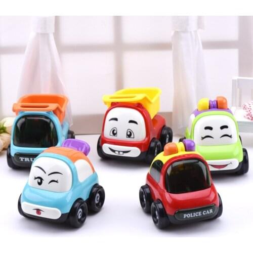 1 PCS Inertia Toy car Mini Cute Plastic ABS Cartoon Smile Car Model For Kids Playing Vehicles Children Model Gifts Random style
