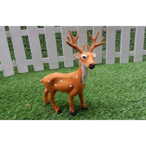 Simulation deer polyethylene&furs male sika deer model about 18x20cm handicraft prop,home decoration Xmas gift w1407