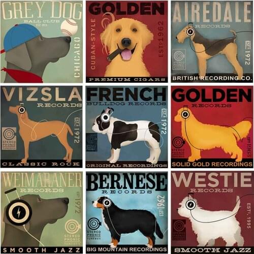 18 Interesting Dogs Animal Decorative Canvas Painting Picture American Home Background Wall Hanging Picture Fresco Retro Vintage