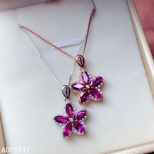 KJJEAXCMY fine jewelry natural garnet 925 sterling silver women pendant necklace chain support test classic