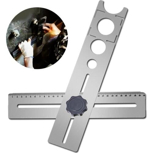 Tile Hole Locator Stainless Steel Ceramic Tile Hole Locator Ruler Adjustable Punching Hand Tool for House Decorated Work