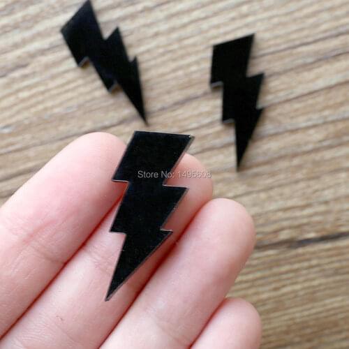 Small Lightning Bolt Cabochons black, laser cut acrylic