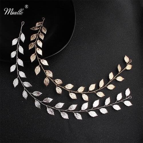 Miallo Fashion Leaves Wedding Hair Accessories Bridal Headbands Women Hair Vine Headpieces Bride