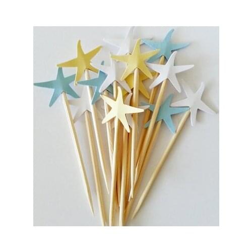 Starfish cupcake toppers ocean wedding beach Party Food Picks birthday toothpicks bachelorette bridal showers cake decorations