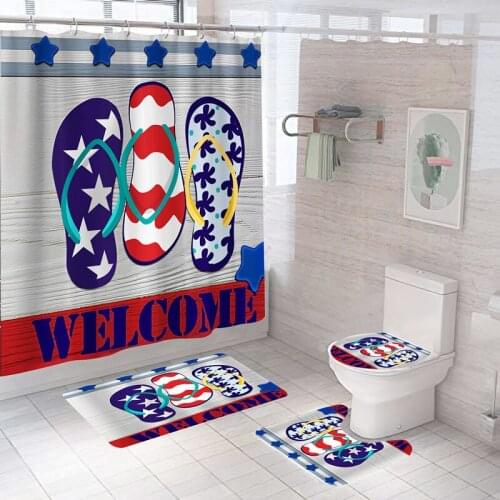 Durable Waterproof Shower Curtain Set with 12 Hooks Toilet Covers Bath Mat Non-slip Rug Polyester Washable Home Decor