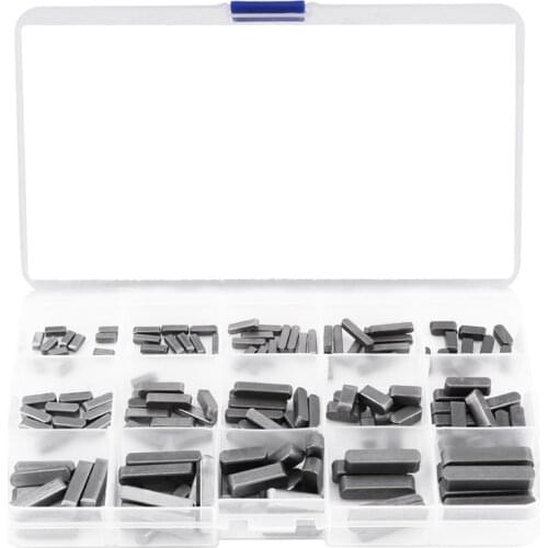 140Pcs Round Ended Feather Key Parallel Drive Shaft Keys Set 8mm 10mm 12mm 16mm 20mm 25mm 30mm Hardware with Box