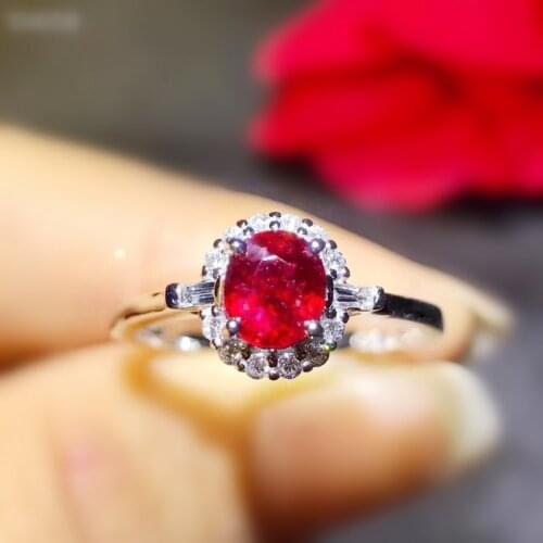 Natural real ruby ring Per jewelry 925 sterling silver 4*5mm 0.5ct gemstone Fine jewelry J201158