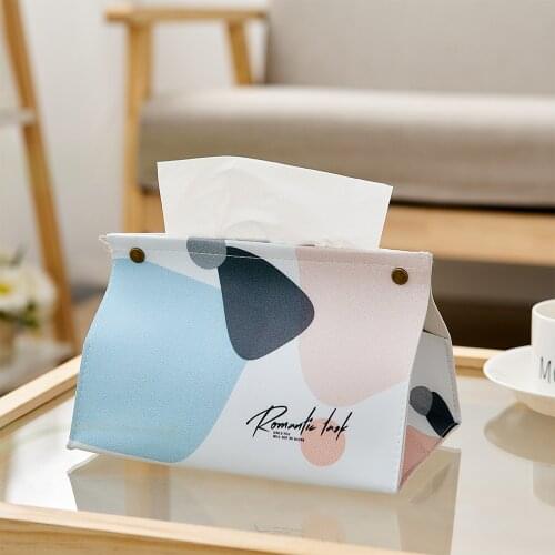 Nordic cute cartoon PU leather tissue box napkin storage box home Decoration living room bathroom dining table desktop ornaments