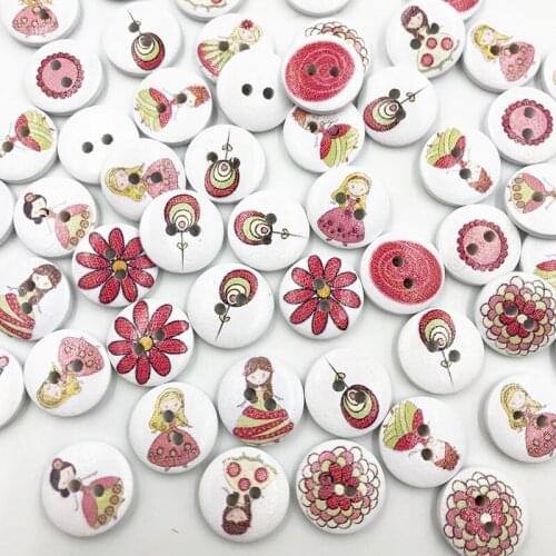 New 10/50/100pcs Girl Mixed Wood Buttons 15mm Sewing Craft Mix Lots WB701