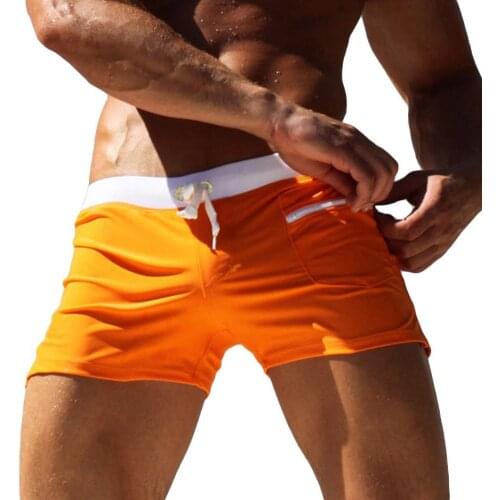 Beach Shorts Male Solid Color Swimming Trunks Drawstring Pocket Beach Shorts Swimwear Summer шорты мужские 2021