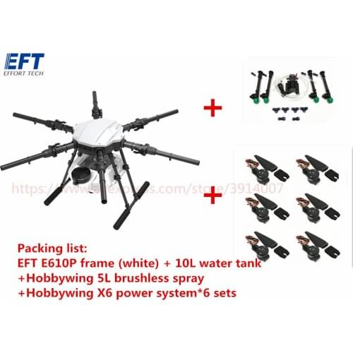 EFT E610S upgrade E610P 10L 10kg agricultural spray drone frame six axis brushless water pump Hobby-wing X6 power system kit