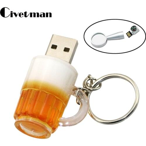 Real Capacity Beer Cup USB 2.0 Pendrive 8GB 16GB 32GB 64GB Pen Drive 128GB Memory Disk Creative USB Flash Drive 256GB Usb Stick