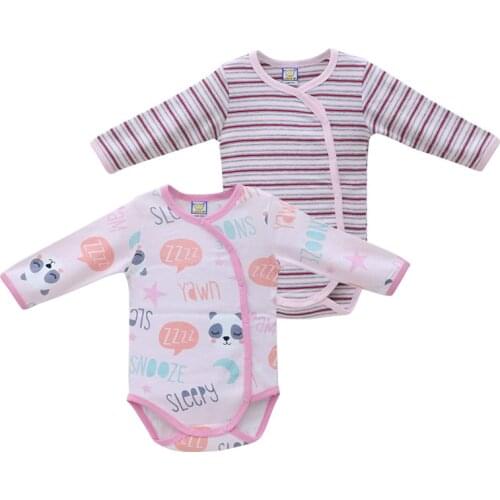 Baby bodysuit pure cotton 2 pcs/lot newborn overalls long sleeve button down boys and girls clothes