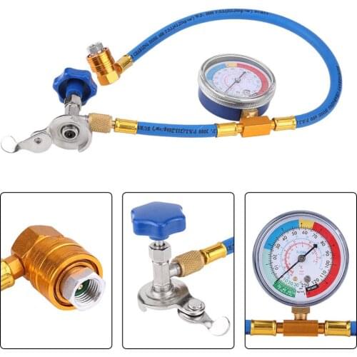 High quality R134A R12 Hose Plastic Metal Car Air Conditioning Refrigerant Recharge Measuring Kit Hose Gas Gauge Dropshipping