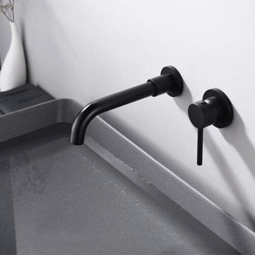 Wall Mounted Basin Faucet Concealed 360 Degree Swivel Bathroom Vessel Sink Mixer Tap Cold and Hot Water Mixer Tap Single Handle