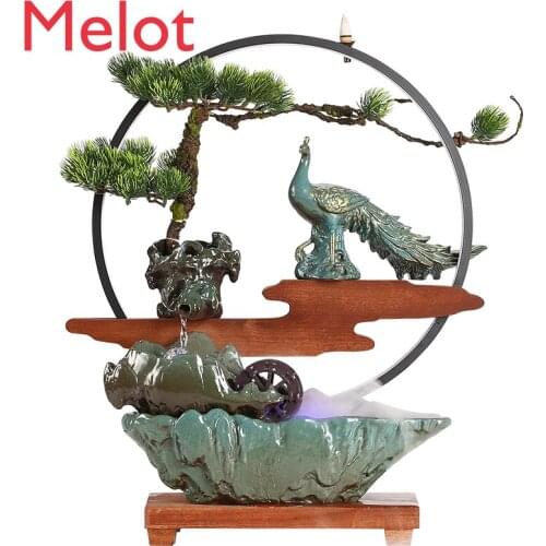 Chinese Style Flowing Water Ornaments Lucky Living Room Office Desk Surface Panel Fountain Water Circulation Atomization Gift