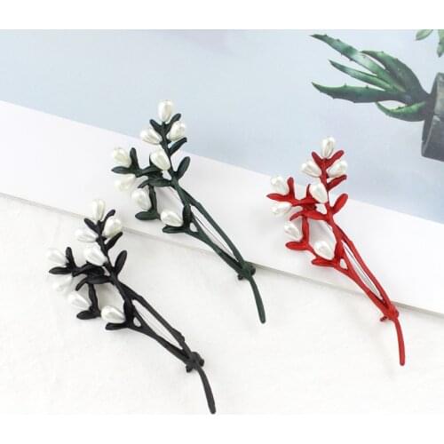 3 Colors Vintage Female Jewelry Imitating Water Droplet-shaped Pearl Mistletoe Herbal Branches Plant Festival Wedding Bouquet