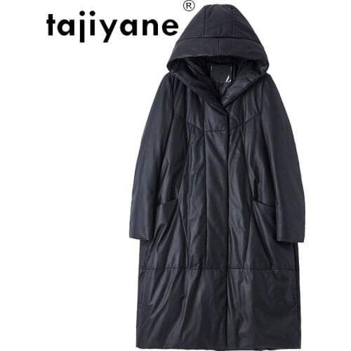 Tajiyane Real Leather Jackets for Women White Duck Down Coats Woman Sheepskin Jacket Female Hooded Long Coat Abrigo Mujer TN1332