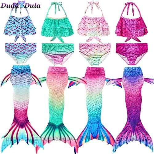 Mermaid tail With Monofin Flipper Mermaid Costume Beach Bikini Bathing Suit Dress for Girls Costume Cosplay Princess new 3-11y