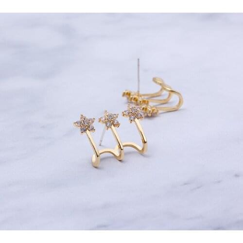 Zhijia New Arrival Fashion Gold/Sliver Color Delicate Flower Shape Crystal Rhinestone Stud Earrings For Women Party Gifts