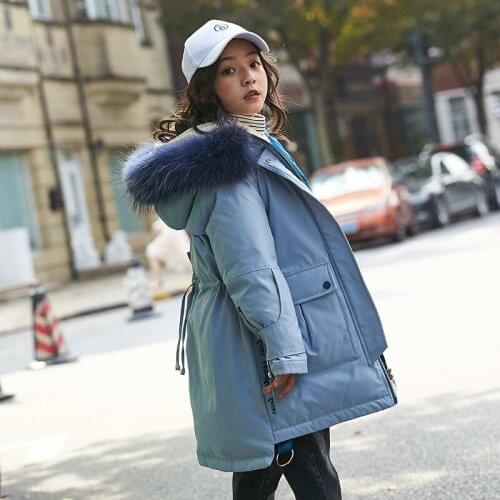 Girl Winter Down Jacket Parka 2019 Girls 80% Down Real Fur -30 Degrees Snow Wear Girl Thick Coat Nature Fur Down Children Coats
