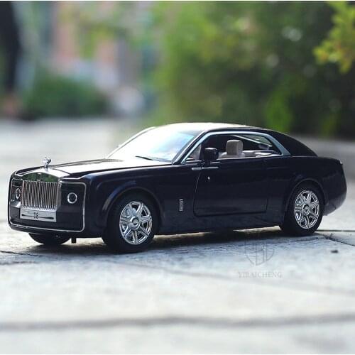 1/24 Diecast Alloy Car Models Toys For Children Rolls Royce Sweptail 4 Doors Opened Pull Back Function With Light Original Box