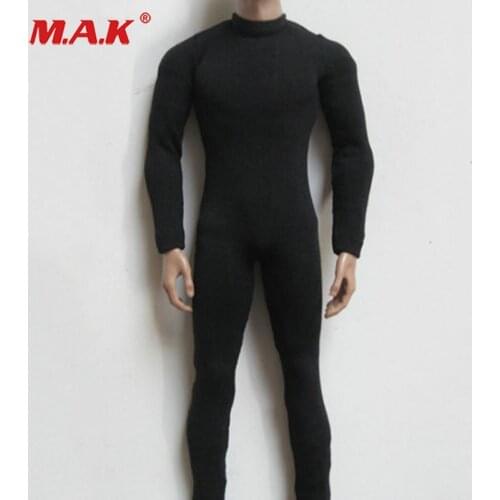 1/6 Male Black Slim Tight Stretch Leotard Clothing Set for 12" Figure Body Toys