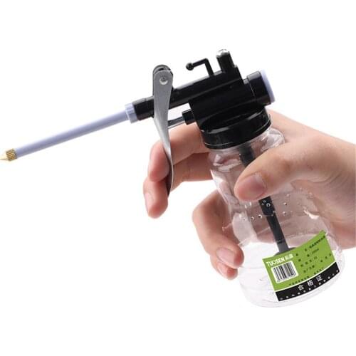 1PC Oil Can Oiler High Pressure Pump Transparent 250ML Portable Lubrication Machine Plastic Manual Oiling Gun Soft Copper Mouth