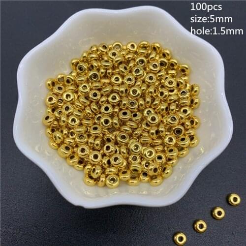100pcs/Lot 5mm Oval Shape Gold Connector Alloy Beads Cap Ancient Golden Charms Beads For Jewelry Making
