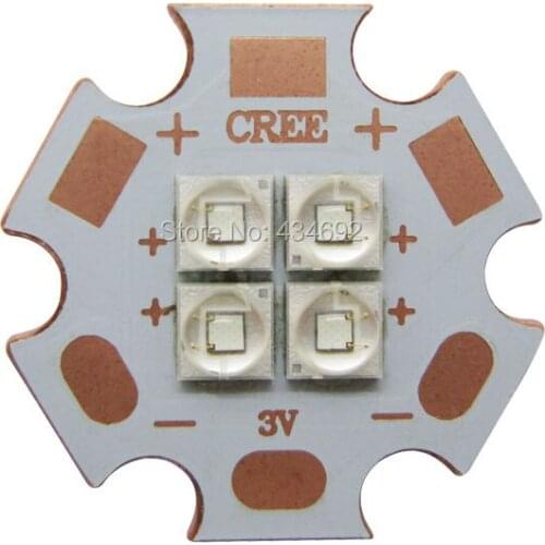 12W 4Leds Cree XPE2 XP-E2 Royal Blue 450NM - 455NM Led Emitter Lamp Light 3V 6V 12V On 20MM Copper PCB Board