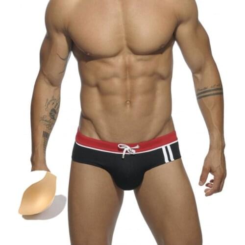 2021 UXH Mens Swimwear Bikini Mens Swim Briefs Sexy Push Up Pad Swimsuit Man Swimming Trunks Low Waist Beach Wear Bathing Suit