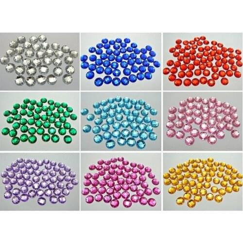 400pcs Mixed Color Flatback Acrylic Faceted Round Sewing Rhinestone applique sewing accessories de costura Button 10mm beads DIY