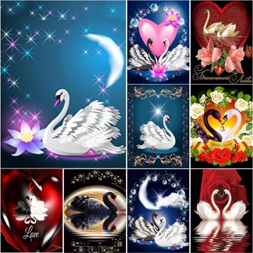 5D DIY Diamond Painting Full Square Round Drill Swan Lake Diamond Embroidery Animal Cross Stitch Crafts Home Decor Manual Gift