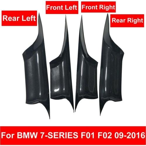 Car Interior Door Handle Carbon Fiber Texture For BMW F01 F02 7-series Front Rear Left Right Inner Panel Pull Trim Cover 09-2016
