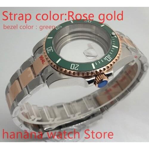 Bliger Transparent cover 904L stainless steel rose gold strap bracelet with 40mm sapphire glass ETA NH36 MH35 case, green