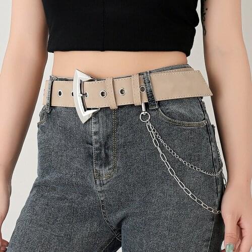 Personality Pin Buckle Hip-hop Decorative Belt Mens Fashion Chain Punk Eyelet Buckle Hollow Belt Womens Width Belt
