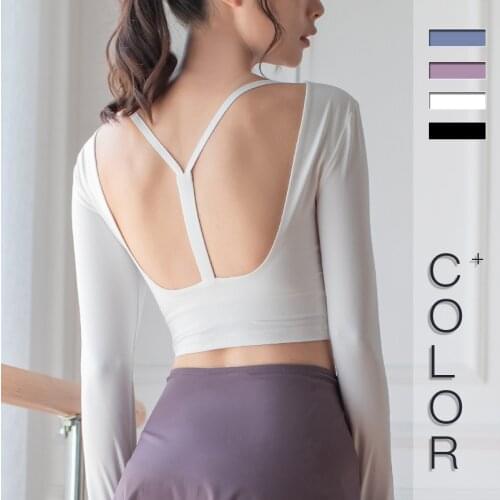 Yoga Bra High Elastic Long Sleeve Fitness Underwear Dance Running Crew Neck Sweatshirt Top Sexy Fitness Body Building Gym Vest