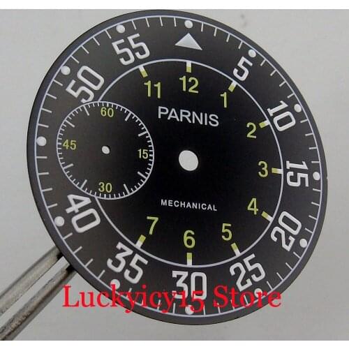 PARNIS 38.9mm Watch Dial with White Marks Fit for ETA 6497 Mechanical Hand Winding Movement