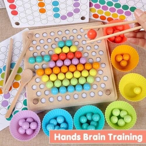 Wooden Montessori Kids Tos Hands Brain Training Clip Beads Puzzle Board Math Game Baby Early Educational Toy For Children