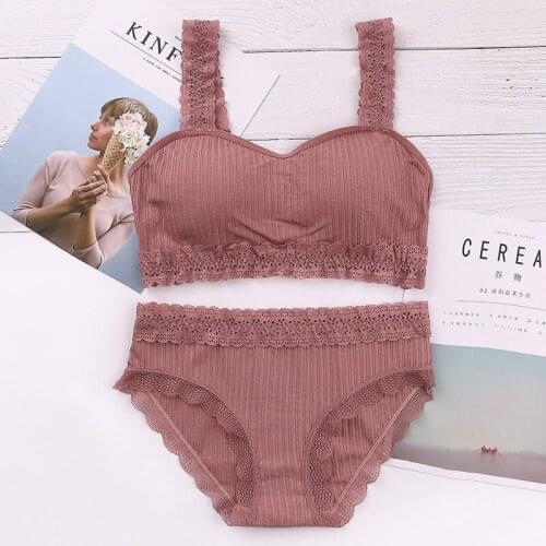 Women Seamless Bra Set/2PCS Female Comfort Breathable Sexy Lingeries Set Lace Ruffled Bra Panties Underwear Suit