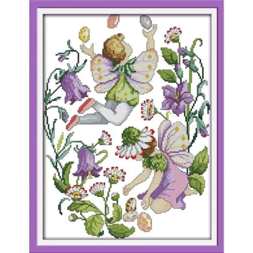 Purple beautiful faery cross stitch kit people 18ct 14ct 11ct count print canvas stitches embroidery DIY handmade needlework