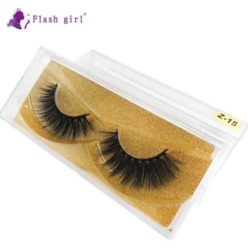 Flash Girl High Quality Mink Eyelash Extension Natural Long Handmade Fake Eyelashes Reusable Popular False Lashes Makeup Z-15