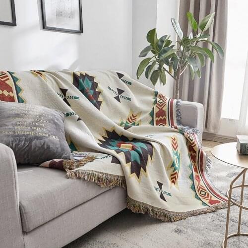 Geometry Camping Outdoor Blanket Bohemia Bed Throw Blanket for Bed Decorative Sofa Seat Cover Nordic Travel Knitted Rugs Mat